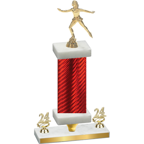 Premium Single Red Carbon Fiber Year Skater Trophy