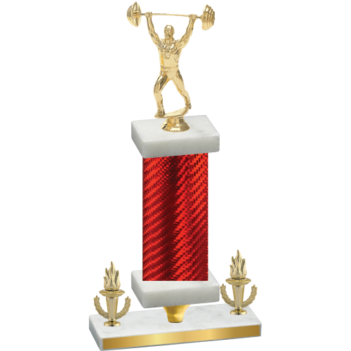 Premium Single Red Carbon Fiber Victory Weights Trophy