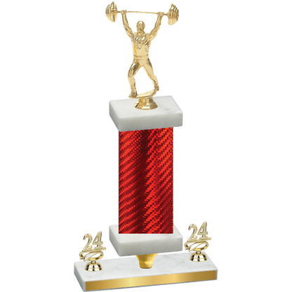 Premium Single Red Carbon Fiber Year Weights Trophy