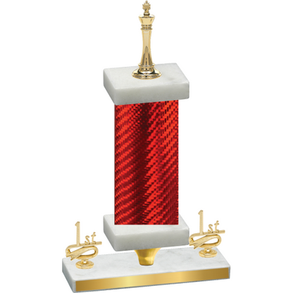 Premium Single Red Carbon Fiber First Place Chess Trophy