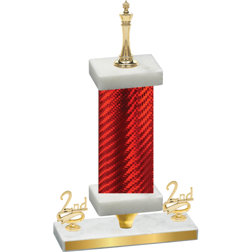 Premium Single Red Carbon Fiber Second Place Chess Trophy