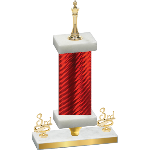 Premium Single Red Carbon Fiber Third Place Chess Trophy