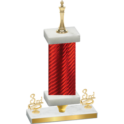 Premium Single Red Carbon Fiber Third Place Chess Trophy