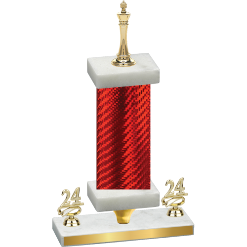 Premium Single Red Carbon Fiber Year Chess Trophy