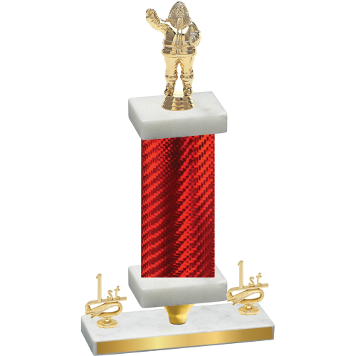 Premium Single Red Carbon Fiber First Place Holiday Trophy