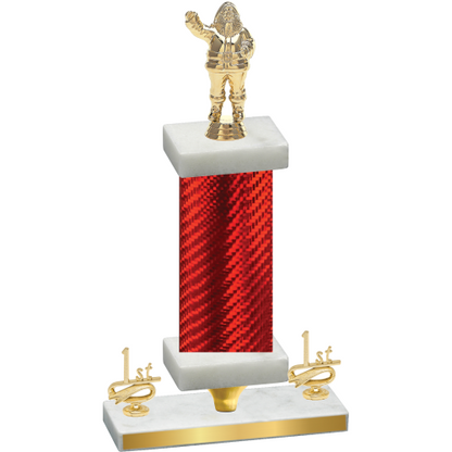 Premium Single Red Carbon Fiber First Place Holiday Trophy