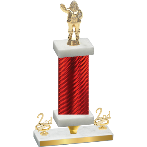 Premium Single Red Carbon Fiber Second Place Holiday Trophy