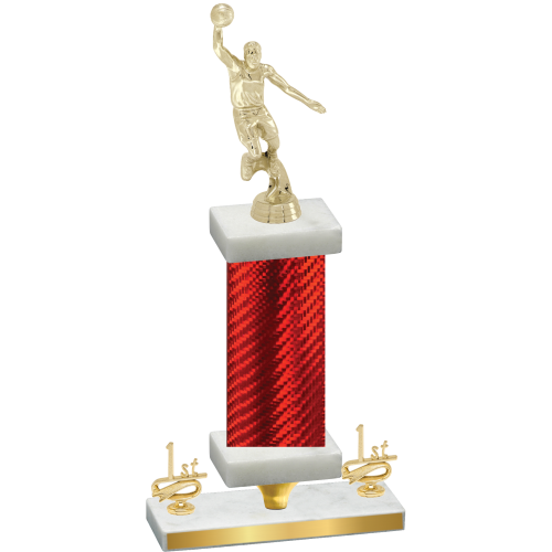 Premium Single Red Carbon Fiber First Place Basketball Trophy