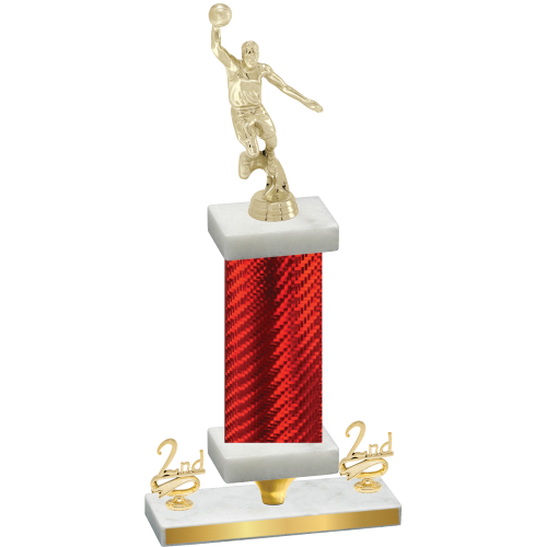 Premium Single Red Carbon Fiber Second Place Basketball Trophy