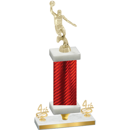 Premium Single Red Carbon Fiber Fourth Place Basketball Trophy