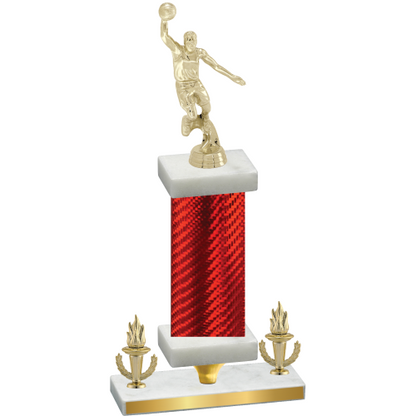 Premium Single Red Carbon Fiber Victory Basketball Trophy