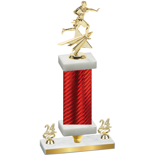 Premium Single Red Carbon Fiber Year Flag Football Trophy