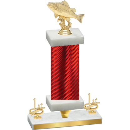 Premium Single Red Carbon Fiber First Place Fishing Trophy