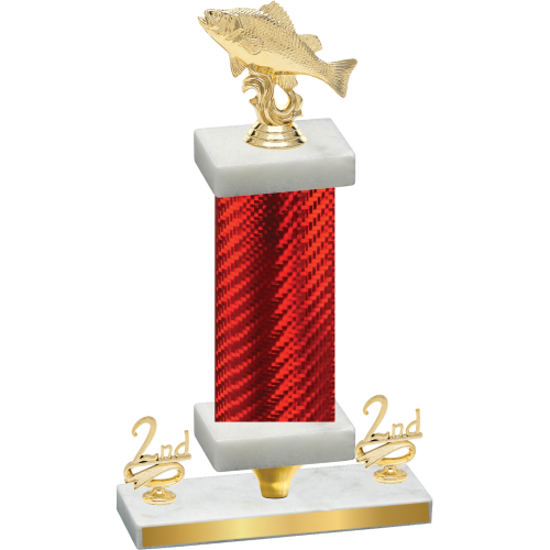 Premium Single Red Carbon Fiber Second Place Fishing Trophy