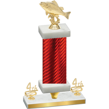 Premium Single Red Carbon Fiber Fourth Place Fishing Trophy