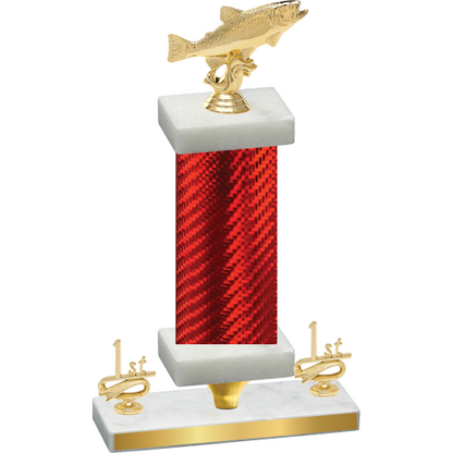 Premium Single Red Carbon Fiber First Place Fishing Trophy