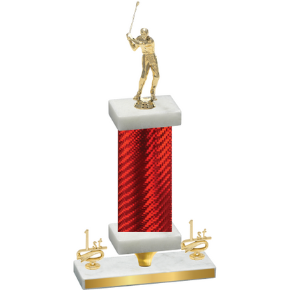 Premium Single Red Carbon Fiber First Place Golf Trophy