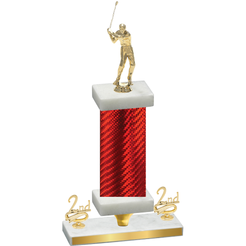 Premium Single Red Carbon Fiber Second Place Golf Trophy