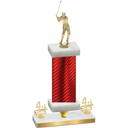 Premium Single Red Carbon Fiber Fourth Place Golf Trophy