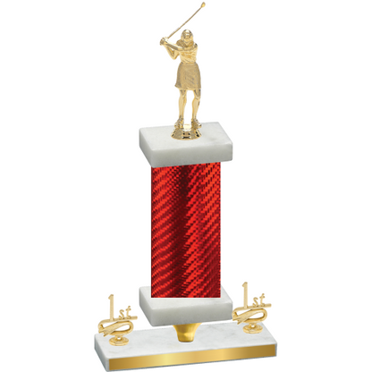 Premium Single Red Carbon Fiber First Place Golf Trophy