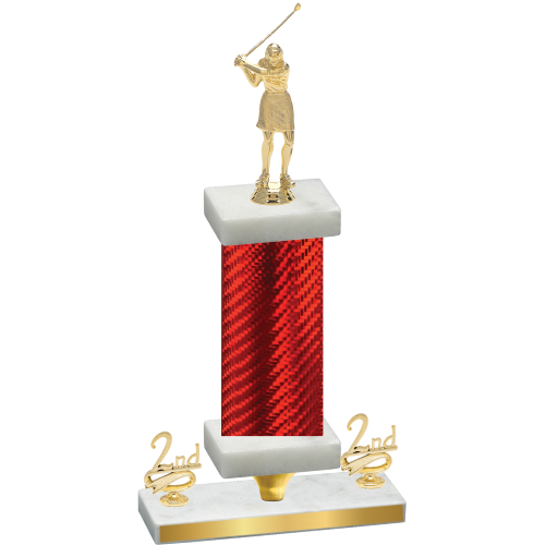 Premium Single Red Carbon Fiber Second Place Golf Trophy