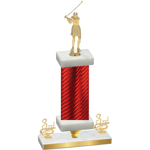 Premium Single Red Carbon Fiber Third Place Golf Trophy