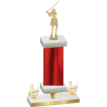 Premium Single Red Carbon Fiber Third Place Golf Trophy