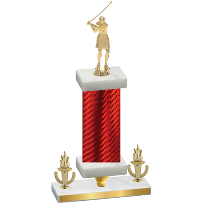 Premium Single Red Carbon Fiber Victory Golf Trophy