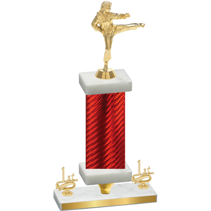 Premium Single Red Carbon Fiber First Place Karate Trophy