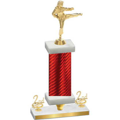 Premium Single Red Carbon Fiber Second Place Karate Trophy