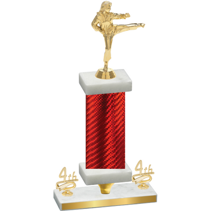 Premium Single Red Carbon Fiber Fourth Place Karate Trophy