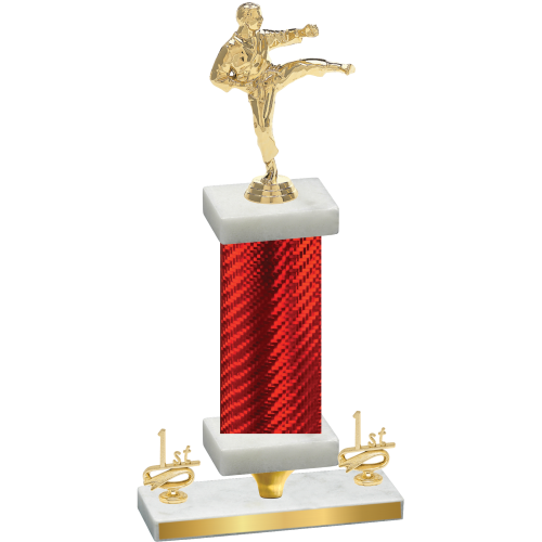 Premium Single Red Carbon Fiber First Place Karate Trophy