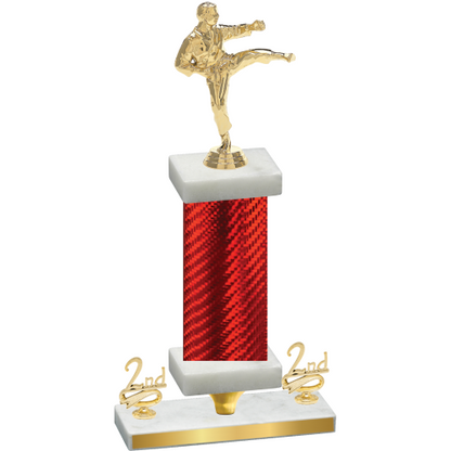 Premium Single Red Carbon Fiber Second Place Karate Trophy