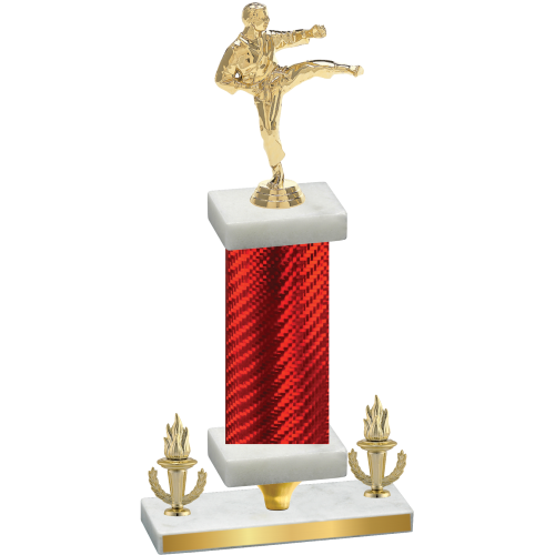 Premium Single Red Carbon Fiber Victory Karate Trophy