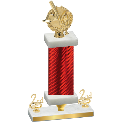 Premium Single Red Carbon Fiber Second Place Baseball Trophy