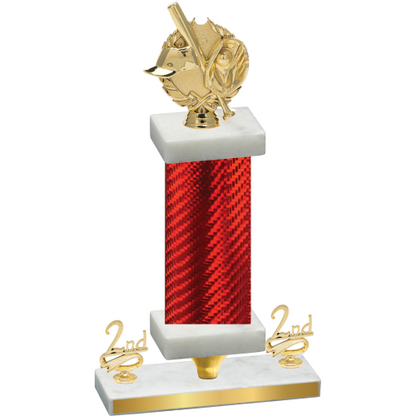 Premium Single Red Carbon Fiber Second Place Baseball Trophy