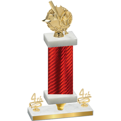 Premium Single Red Carbon Fiber Fourth Place Baseball Trophy