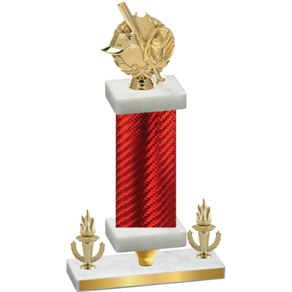 Premium Single Red Carbon Fiber Victory Baseball Trophy