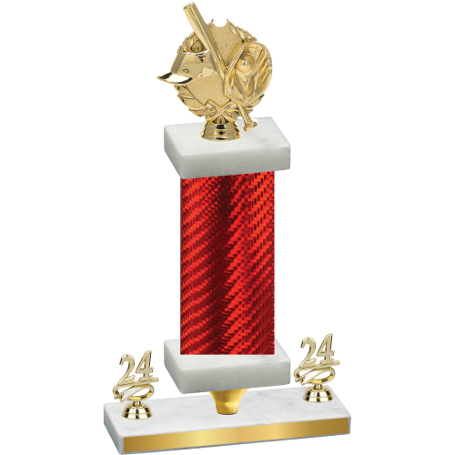 Premium Single Red Carbon Fiber Year Baseball Trophy