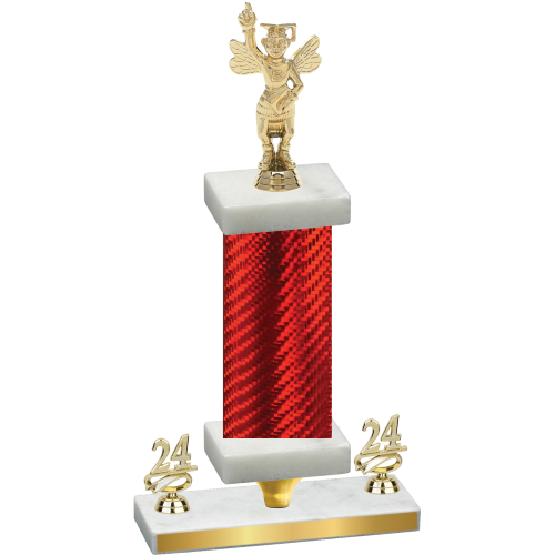 Premium Single Red Carbon Fiber Year Academics Trophy