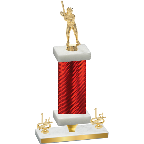 Premium Single Red Carbon Fiber First Place Baseball Trophy