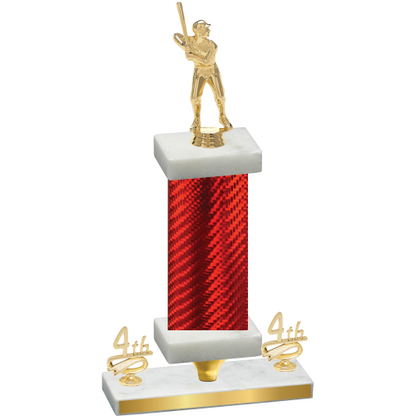 Premium Single Red Carbon Fiber Fourth Place Baseball Trophy