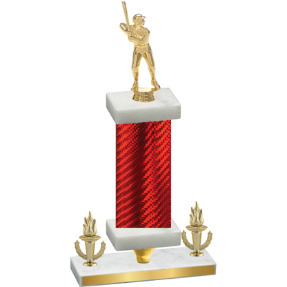 Premium Single Red Carbon Fiber Victory Baseball Trophy