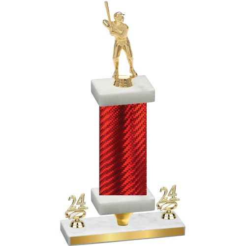 Premium Single Red Carbon Fiber Year Baseball Trophy