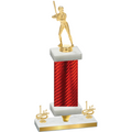 Premium Single Red Carbon Fiber First Place Softball Trophy