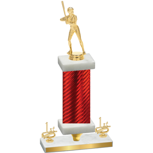 Premium Single Red Carbon Fiber First Place Softball Trophy