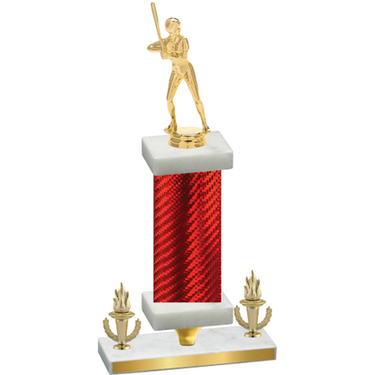 Premium Single Red Carbon Fiber Victory Softball Trophy