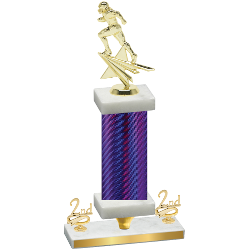 Premium Single Purple Carbon Fiber Second Place Football Trophy