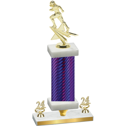 Premium Single Purple Carbon Fiber Year Football Trophy