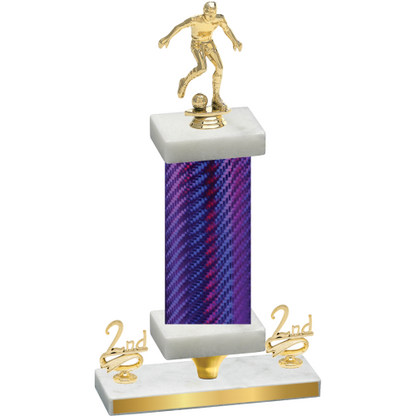 Premium Single Purple Carbon Fiber Second Place Soccer Trophy